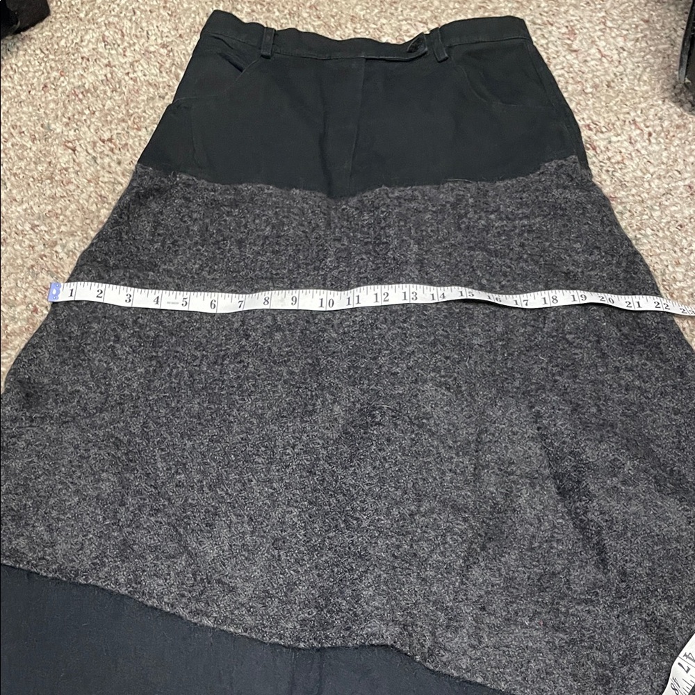 Sarah pacini multi texture/hem black sheer with grey wool midi skirt - Picture 4 of 8